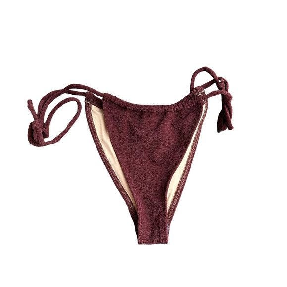 NEW GNASH x Free People Toweling String Scrunch Chocolate Bikini Bottom Size 2 - Picture 4 of 8